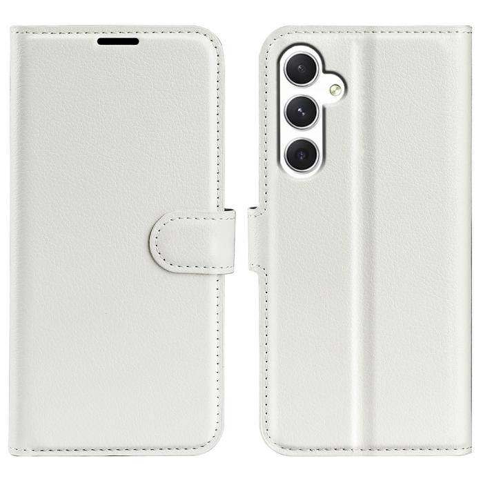 Bild 1, Samsung Galaxy S24 Fodral Litchi Läder Vit
