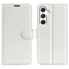 Samsung Galaxy S24 Fodral Litchi Läder Vit