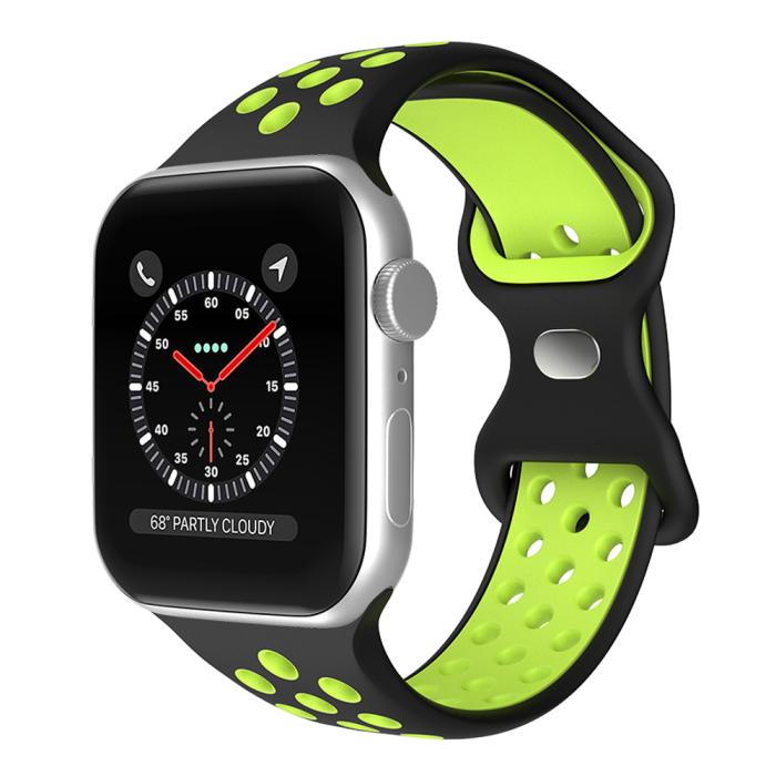 Bild 2, Sportarmband Dual-Color Apple Watch 41/40/38 mm (M/L) Svart/Gul