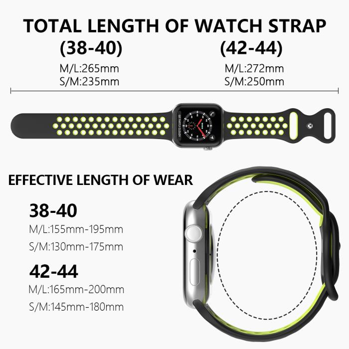 Bild 4, Sportarmband Dual-Color Apple Watch 41/40/38 mm (M/L) Svart/Gul