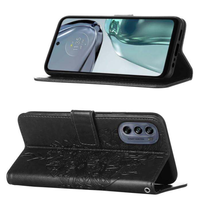 Bild 3, Motorola Moto G62 5G Fodral Med Fjäril Tryck Svart