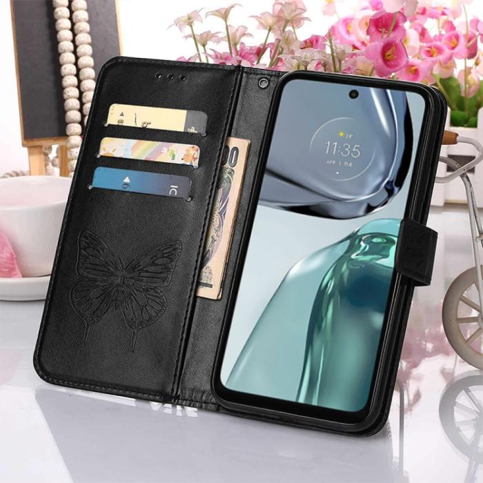 Bild 5, Motorola Moto G62 5G Fodral Med Fjäril Tryck Svart
