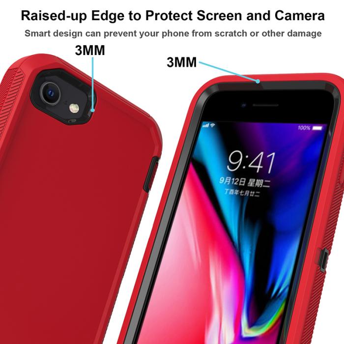 Bild 2, iPhone 7/8/SE (2020/2022) - Shockproof Hybrid Armor Skal - Röd