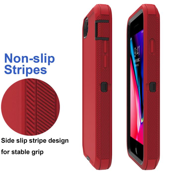 Bild 4, iPhone 7/8/SE (2020/2022) - Shockproof Hybrid Armor Skal - Röd