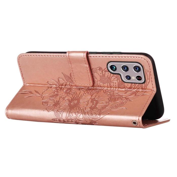 Bild 4, Samsung Galaxy S23 Ultra Fodral Fjäril Tryck Roséguld