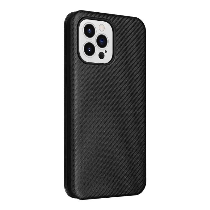Bild 3, iPhone 14 Pro Max Fodral Flip Kolfiber Textur Svart