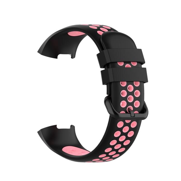 Bild 4, Fitbit Charge 4/3 Silikon Träningsarmband Svart/Ljus Rosa