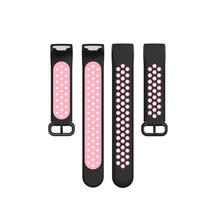 Bild 5, Fitbit Charge 4/3 Silikon Träningsarmband Svart/Ljus Rosa