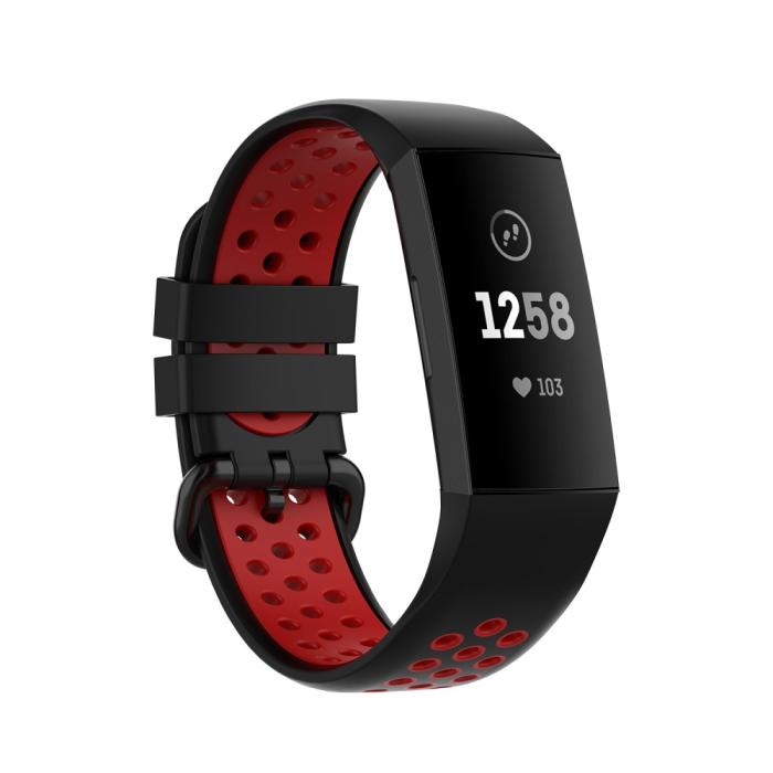 Bild 1, Fitbit Charge 4/3 Silikon Träningsarmband Svart/Röd