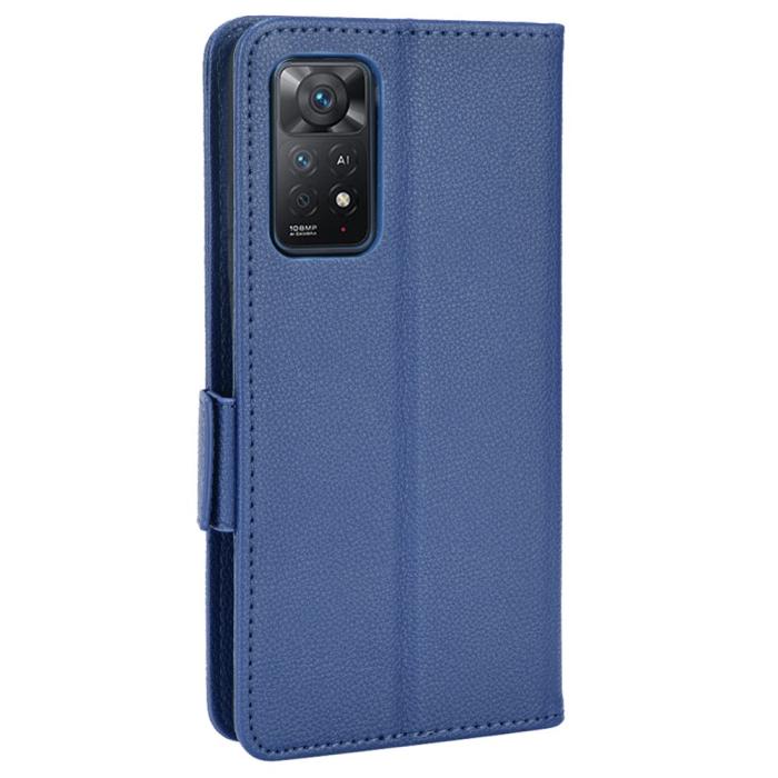 Bild 3, Xiaomi Redmi Note 11 Pro 5G Fodral Litchi Textur Blå