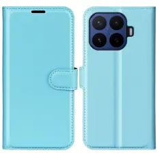 Xiaomi 17T Pro Fodral Litchi L&auml;der Ljus Bl&aring;
