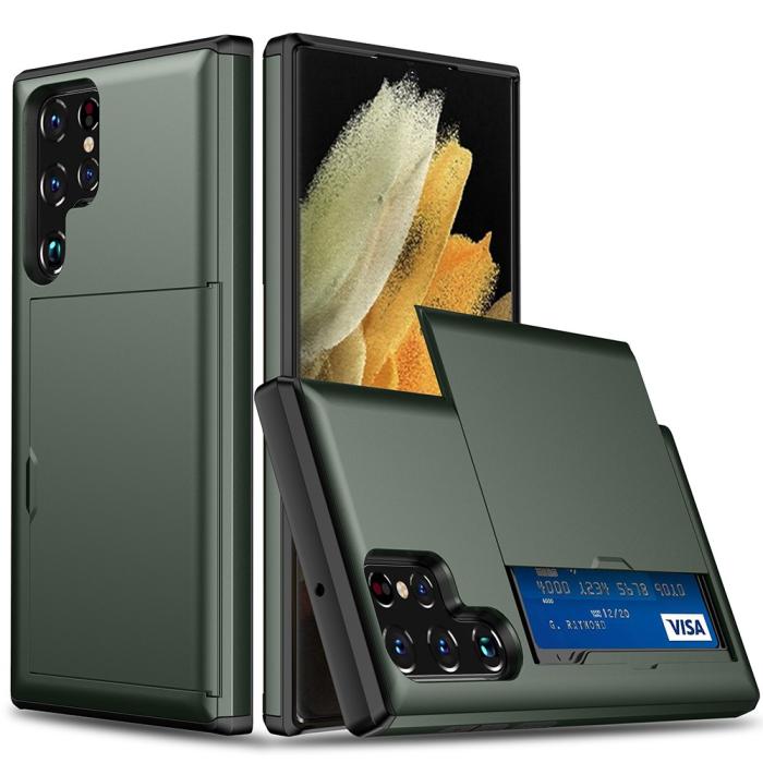 Bild 1, Samsung Galaxy S22 Ultra Skal Hybrid Med Kortfack Mörk Grön