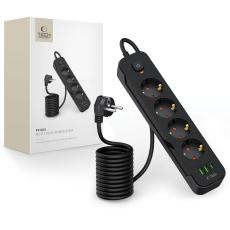 Tech-Protect 2 m F&ouml;rgreningsdosa Med USB-C/USB-A Svart