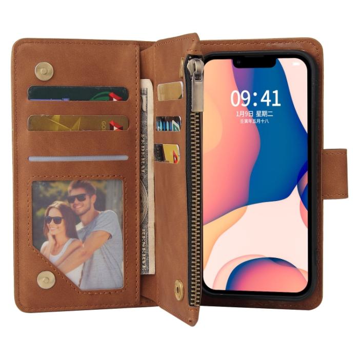Bild 4, iPhone 14 Fodral Multifunktionell Flerfack Brun