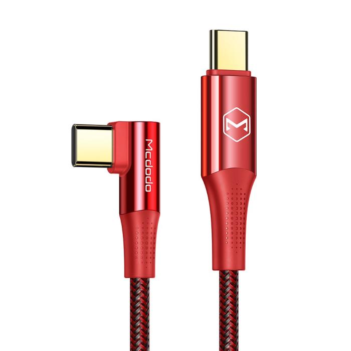 Bild 1, Mcdodo 1.2m 100W USB-C/USB-C Elbow Laddkabel Röd