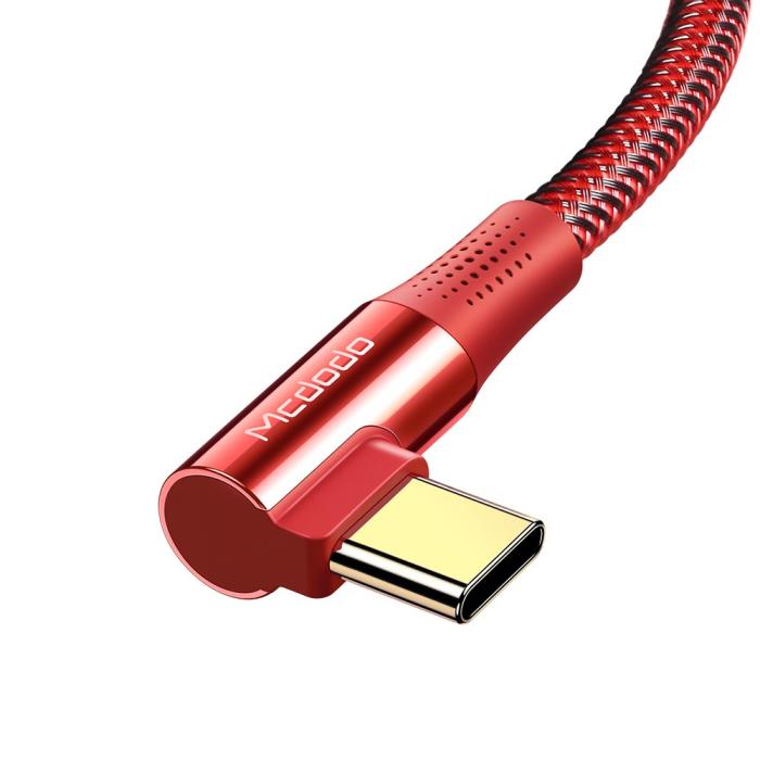 Bild 4, Mcdodo 1.2m 100W USB-C/USB-C Elbow Laddkabel Röd