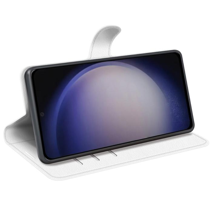 Bild 3, Samsung Galaxy S24 Fodral Litchi Läder Vit