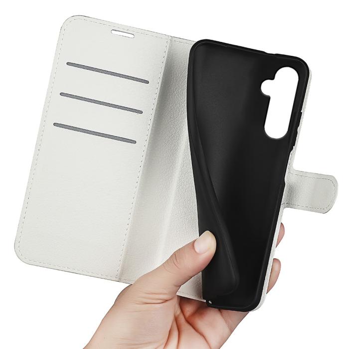 Bild 4, Samsung Galaxy S24 Fodral Litchi Läder Vit