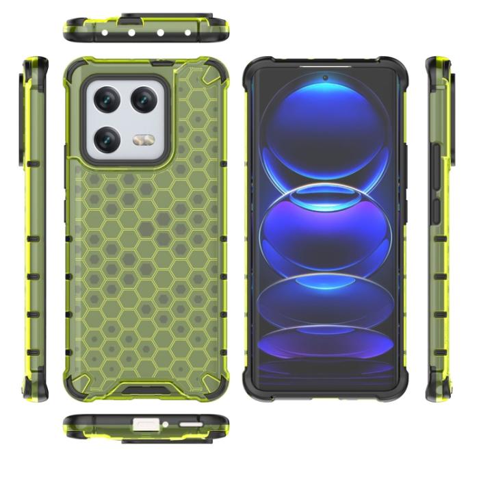 Bild 4, Xiaomi 13 Pro 5G Skal Shockproof Honeycomb Textur Grön