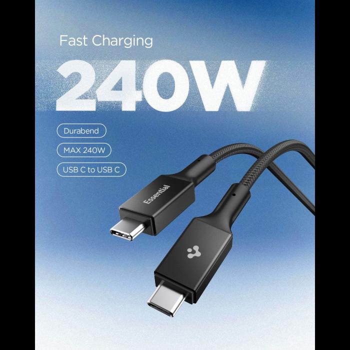 Bild 3, Spigen 1.5m 240W USB-C - USB-C Kabel Svart