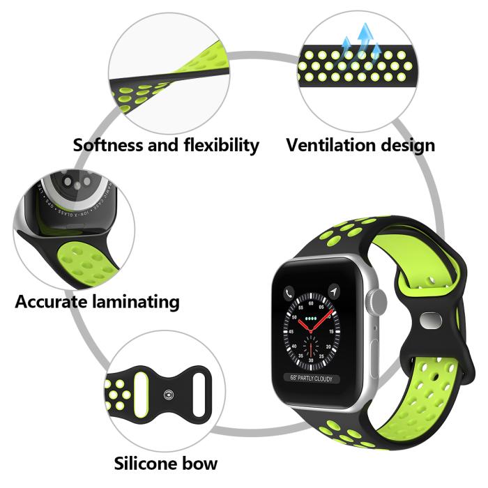 Bild 5, Sportarmband Dual-Color Apple Watch 41/40/38 mm (M/L) Svart/Gul