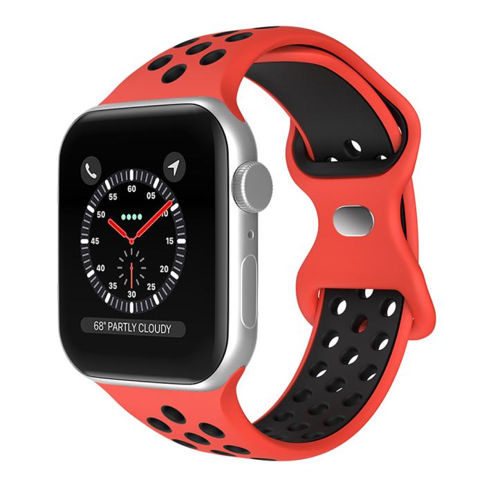 Bild 2, Sportarmband Dual-Color Apple Watch 41/40/38 mm (M/L) Röd/Svart