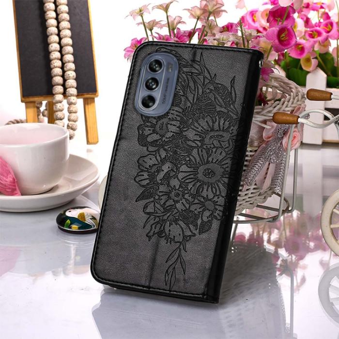 Bild 6, Motorola Moto G62 5G Fodral Med Fjäril Tryck Svart