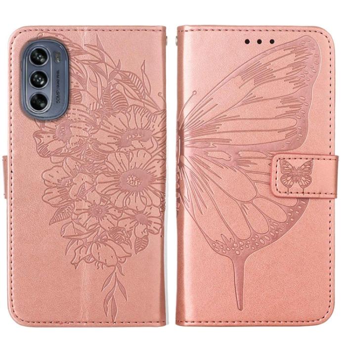 Bild 2, Motorola Moto G62 5G Fodral Med Fjäril Tryck Roséguld