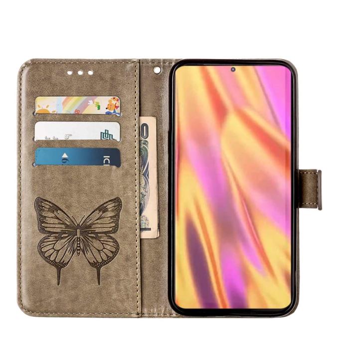 Bild 2, Samsung Galaxy S23 Ultra Fodral Fjäril Tryck Grå