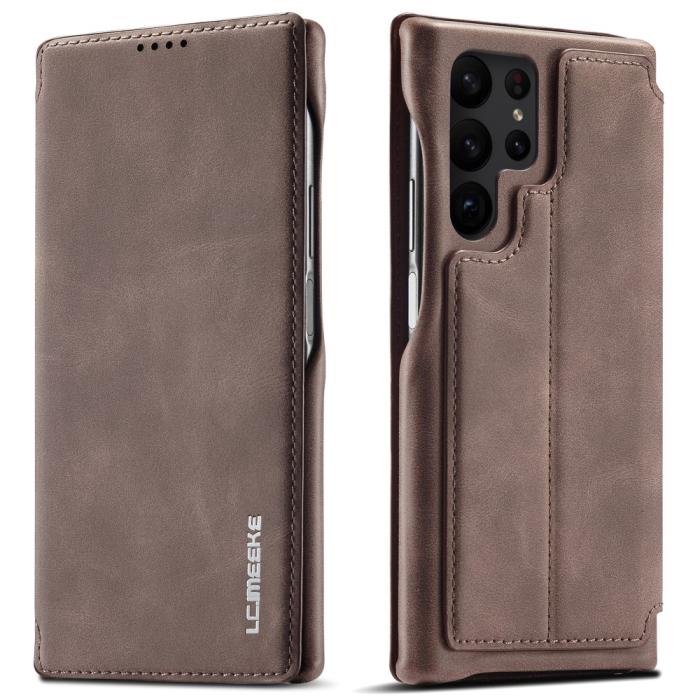 Bild 1, LC.IMEEKE Samsung Galaxy S23 Ultra Fodral Flip Läder Brun