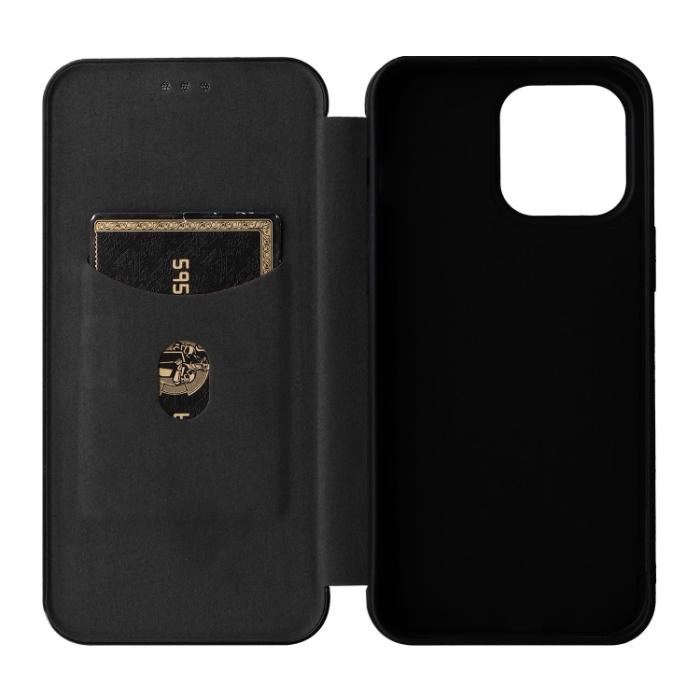 Bild 6, iPhone 14 Pro Max Fodral Flip Kolfiber Textur Svart
