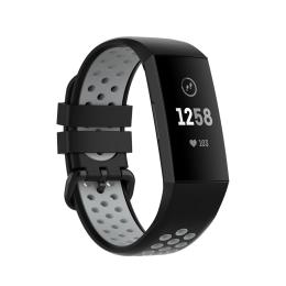 Fitbit Charge 4/3 Silikon Träningsarmband Svart/Grå