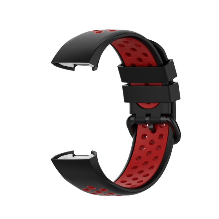 Bild 3, Fitbit Charge 4/3 Silikon Träningsarmband Svart/Röd
