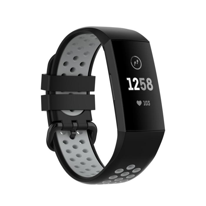 Bild 1, Fitbit Charge 4/3 Silikon Träningsarmband Svart/Grå
