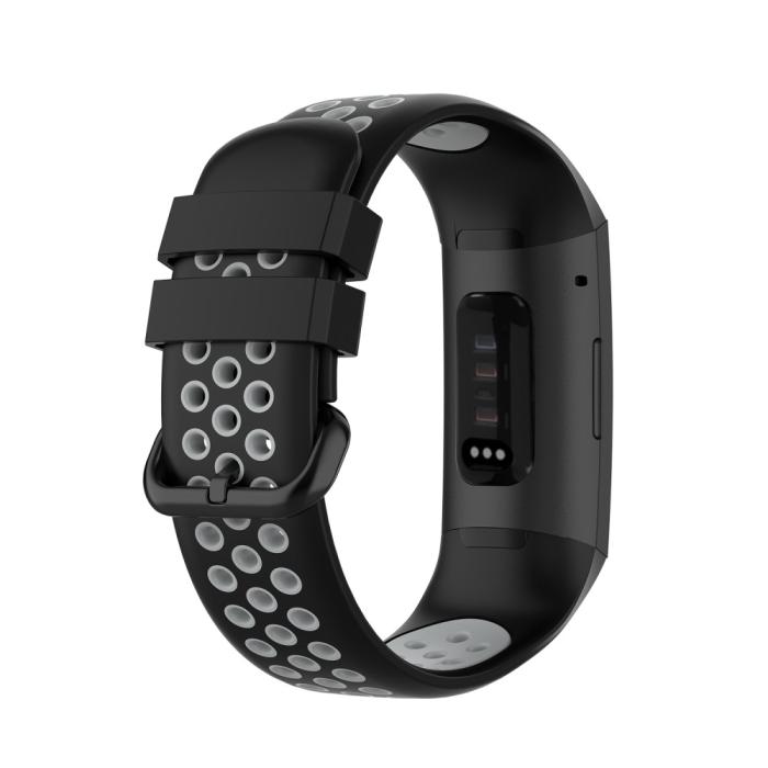 Bild 2, Fitbit Charge 4/3 Silikon Träningsarmband Svart/Grå