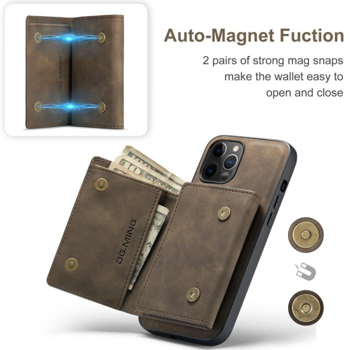 Bild 6, iPhone 13 Mini - DG.MING 2in1 Skal Magnetisk Avtagbart Kortfack - Brun