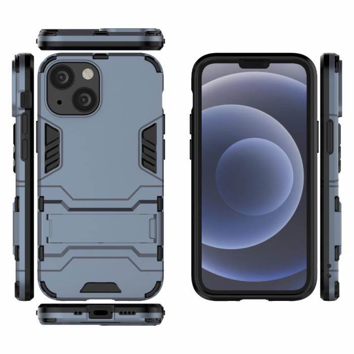 Bild 5, iPhone 13 Mini - Hybrid Armor Skal Med Kickstand - Navy Blue