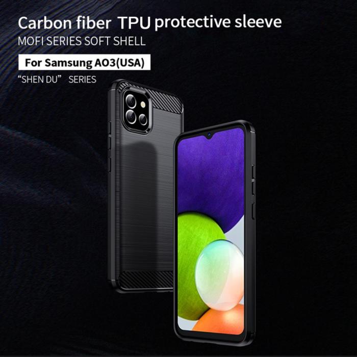 Bild 3, MOFI Samsung Galaxy A03 Skal Borstad Stål Textur Svart
