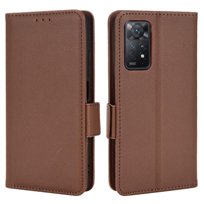 Bild 1, Xiaomi Redmi Note 11 Pro 5G Fodral Litchi Textur Brun