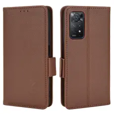 Xiaomi Redmi Note 11 Pro 5G Fodral Litchi Textur Brun