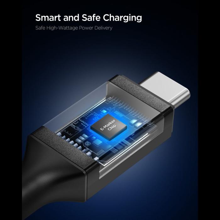 Bild 3, Spigen 2m 100W USB-C - USB-C Kabel Essential Svart