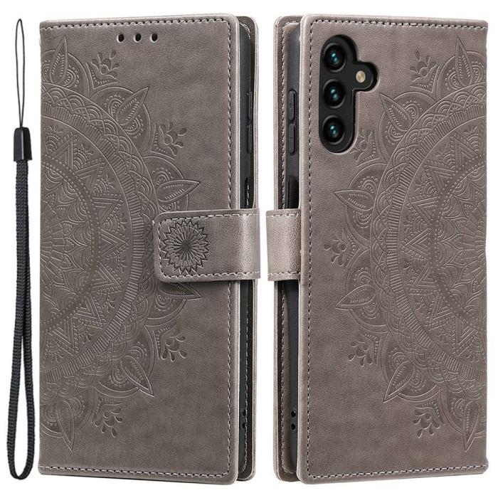 Bild 1, Samsung Galaxy A54 5G Fodral Mandala Läder Grå
