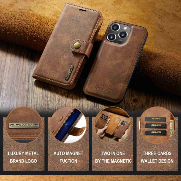 Bild 4, DG.MING iPhone 14 Pro Max 2in1 Magnet Fodral / Skal Brun
