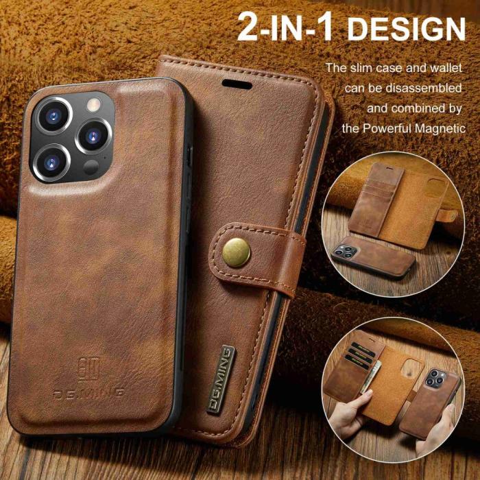 Bild 6, DG.MING iPhone 14 Pro Max 2in1 Magnet Fodral / Skal Brun