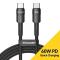 ESSAGER 50cm 60W PD USB-C - USB-C Laddningskabel Svart