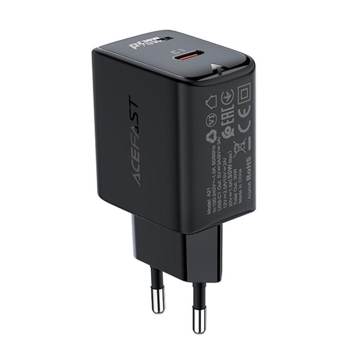 Bild 2, Acefast 30W GaN PD QC USB-C Väggladdare Svart