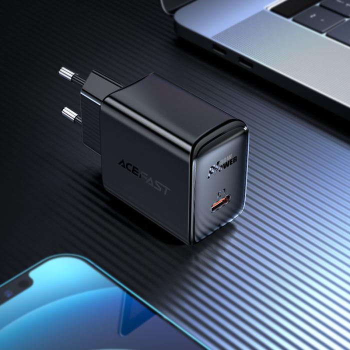 Bild 4, Acefast 30W GaN PD QC USB-C Väggladdare Svart