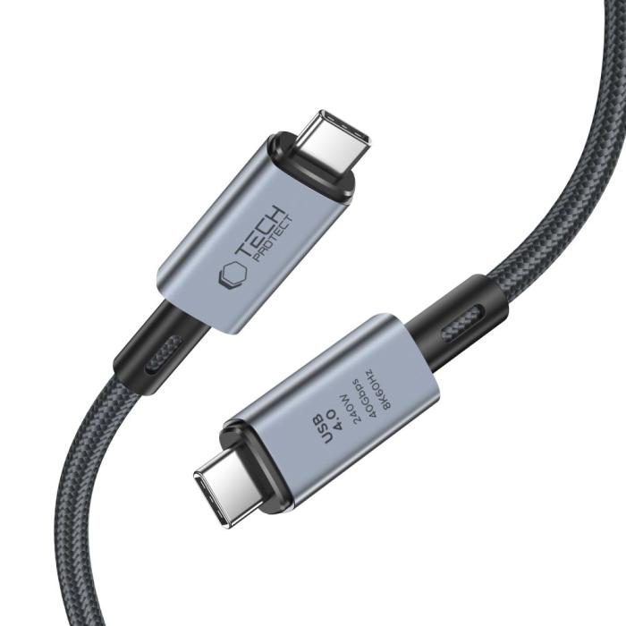 Bild 3, Tech-Protect 1 m 240W PD 8K USB-C/USB-C Kabel UltraBoost Grå