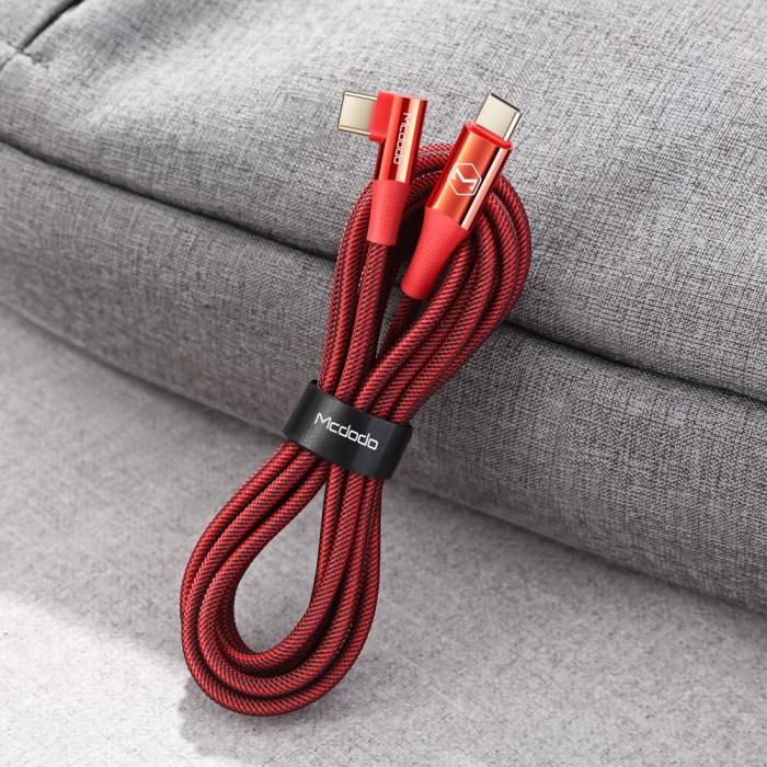 Bild 6, Mcdodo 1.2m 100W USB-C/USB-C Elbow Laddkabel Röd