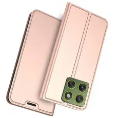 Motorola Edge 70 Fodral Flip L&auml;der Ros&eacute;guld